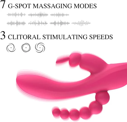 Miniatura 2 de Vibrador de punto G con forma de conejo para mujeres, estimulación del clítoris con 7 potentes vibraciones, Adorime recargable 3 en 1 masajeador
