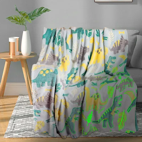 Miniatura 29 de TEHALK Mantas de bebé personalizadas para niños, manta de dinosaurio para niños, manta que brilla en la oscuridad para niños, manta para niños