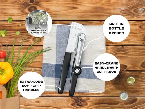 Miniatura 7 de Abrelatas resistente con imán – Abrelatas comercial manual para personas mayores, de mano, hoja afilada, borde liso, perilla plegable para un fácil