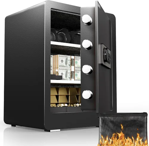 Miniatura 14 de Caja de seguridad DAYI, cajas de seguridad para el hogar de 3.0 pies cúbicos con bolsa impermeable ignífuga, caja de seguridad para dinero