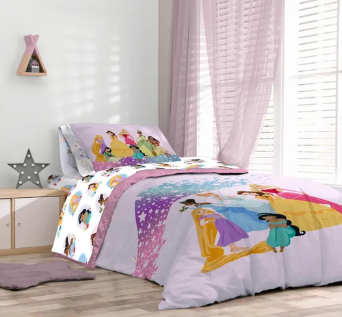 Miniatura 7 de Sunny Side Up - Juego de edredón individual de princesas Disney - 5 piezas de ropa de cama para niños incluye edredón, sábanas y funda de almohada