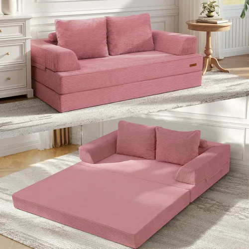 Miniatura 12 de COMAX Sofá cama futón, sofá cama convertible 4 en 1, sofás deshuesados para sala de estar, sofá biplaza plegable pequeño plegable que ahorra Gris
