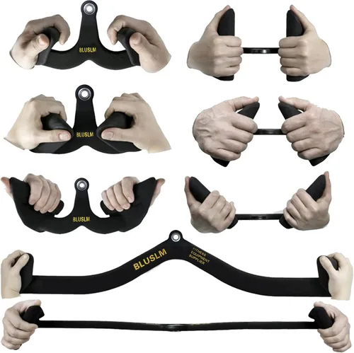 Miniatura 3 de BLUSLM LAT Pull Down Bar for Cable Machine, LAT Pulldown Attachments T-bar V-bar Cable Attachment for Gym, Back Tricep Strength Training Handle
