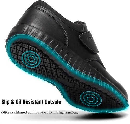 Miniatura 3 de Zapatos de trabajo antideslizantes negros para hombres Servicio de alimentos Restaurante Deslizamiento en el zapato resistente al agua