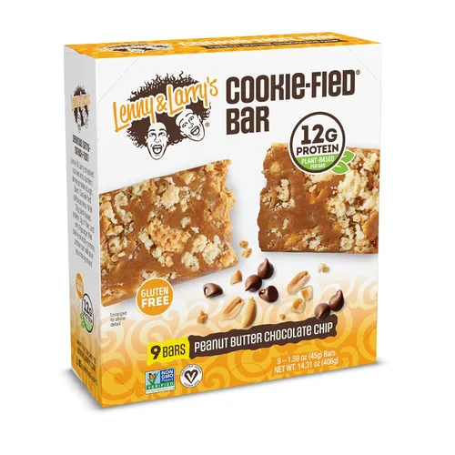 Lenny & Larry's - La barrita completa de galletas, mantequilla de cacahuete con chispas de chocolate, 45g - Barrita de proteínas de origen vegetal,