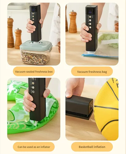 Miniatura 5 de Máquina selladora al vacío recargable inalámbrica, diseño portátil de mano para viajes y preparación de emergencia, carga rápida USB-C (negro)