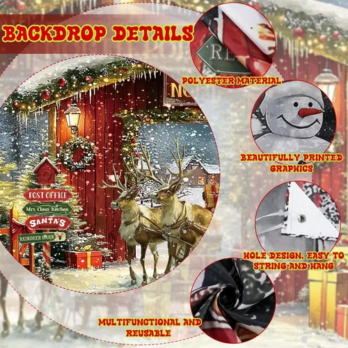 Miniatura 3 de Ganeen Cubierta de Banner para Puerta de Garaje de Navidad de 6 x 13 pies Polo Norte Árbol de Navidad Nevado Fondo de Fotografía Bosque de Invierno