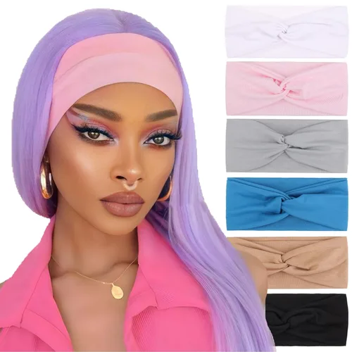 Miniatura 11 de XTREND 6 piezas de diademas para mujer, bandas elásticas cruzadas torcidas, diademas para yoga, entrenamiento, antideslizantes, suaves