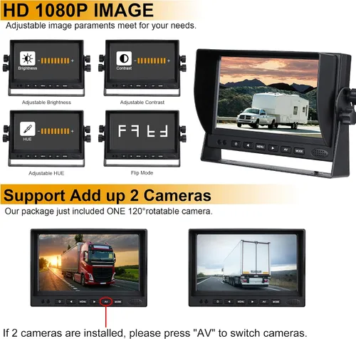 Miniatura 4 de Cámara de respaldo para caravana, HD 1080P cámara trasera con cámara de respaldo con monitor de 7 pulgadas para caravana, camión, remolque