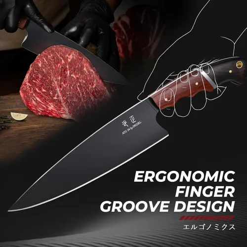 Miniatura 4 de Juego de cuchillos de cocina DRGSKL con bolsa - 6 piezas Juego de cuchillos de chef - Cuchillo de cortar, deshuesador, fileteador, santoku, cuchillo