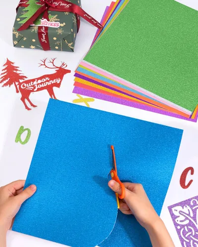 Miniatura 7 de Papel de cartulina con purpurina de 12 x 12 pulgadas, 92 libras, papel con purpurina de 92 libras, 60 hojas para álbumes de recortes, fabricación