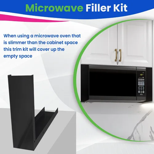 Miniatura 5 de Kit Universal de Molduras para Microondas - Kit de Relleno de Microondas de Metal Negro que se Adapta a la Mayoría de Microondas Empotrados - Llena
