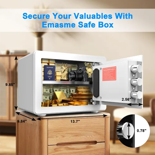 Miniatura 2 de Caja de seguridad pequeña, caja de seguridad para el hogar para dinero, efectivo y documentos con bolsa ignífuga e impermeable, pequeñas cajas