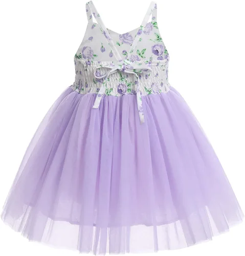 Miniatura 3 de Vestido de cumpleaños de 1.º y 2º cumpleaños para niñas pequeñas, vestido de tutú de tul floral bohemio con diadema de flores para sesión de fotos
