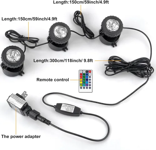Miniatura 3 de Luces RGB para estanque con temporizador, LED sumergibles bajo el agua, coloridos focos de paisaje, 98 pies, control remoto, IP68, luces de fuente