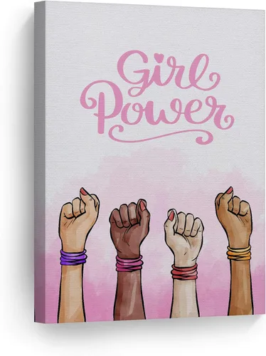 Smile Art Design Girl Power Cita, Diversity Kids Gilrs, impresión de lienzo blanco y negro, decoración de la habitación de los niños, decoración de