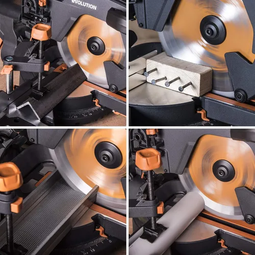 Miniatura 6 de Sierra de inglete deslizante Evolution Power Tools R255SMS+ PLUS de 10 pulgadas multimaterial multipropósito para cortar metal, plástico, madera