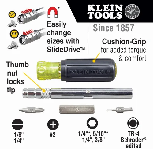 Miniatura 2 de Destornillador y conductor de tuerca 8 en 1 Klein Tools 32596 HVAC.