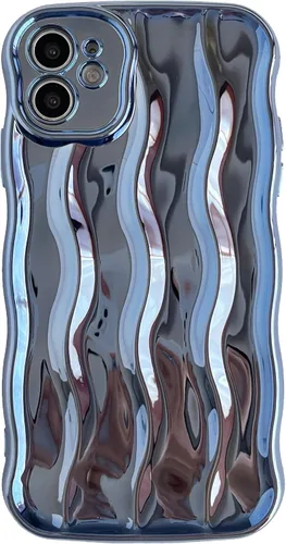 Miniatura 18 de Caseative Funda para iPhone 11, diseño de ondas rizadas, suave, compatible con iPhone (azul, iPhone 11)