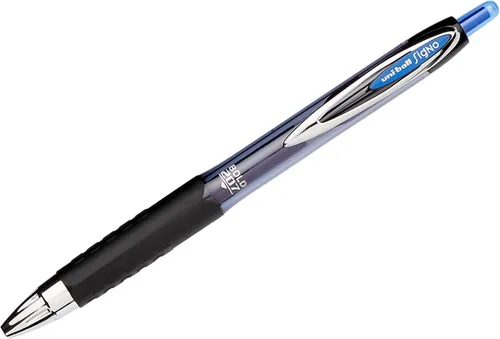 Miniatura 3 de Uni-Ball Signo 207, paquete de 12 bolígrafos de gel azules de 1.0mm con punta gruesa - resistente al agua, escritura suave, agarre cómodo, retráctil