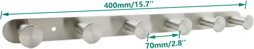Miniatura 2 de Perchero montado en la pared, ganchos de acero inoxidable, perchero colgante de entrada resistente, perchero multiusos con 6 ganchos para plateado
