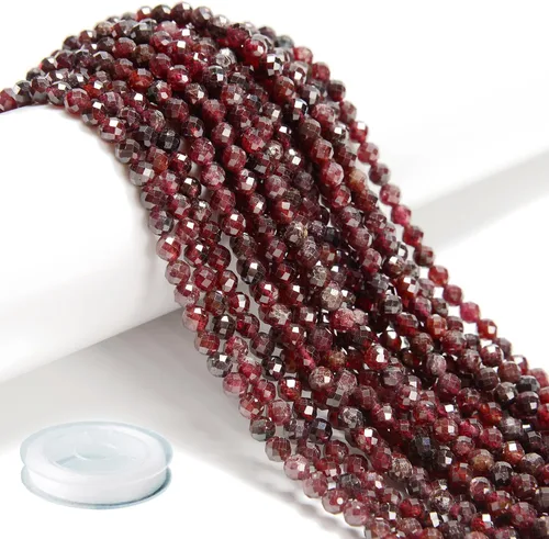Miniatura 7 de AD Beads Cuentas naturales de piedras preciosas con corte de diamante micro facetado de 4 mm pequeñas y redondas para hacer collares y pulseras DIY