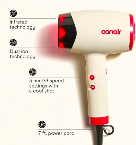 Miniatura 2 de Conair InfinitiPRO - Secador de pelo infrarrojo con doble acondicionador iónico, incluye difusor y concentrador, secador de secado rápido