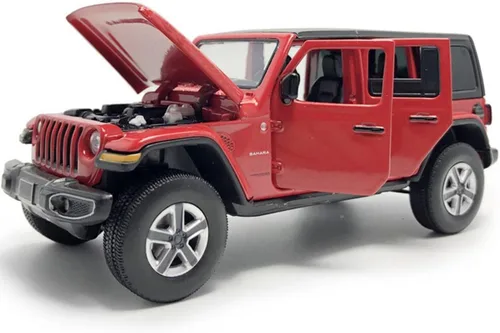 Miniatura 4 de Wrangler Sahara - Vehículo de juguete fundido a presión a presión de 4 puertas, vehículos de metal a escala 1/32, vehículos de metal fundido a Rojo