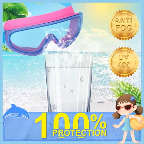 Miniatura 4 de Theuzi Paquete de 3 gafas de natación para niños, gafas de natación con lente de visión amplia de una pieza de 3 a 15 años