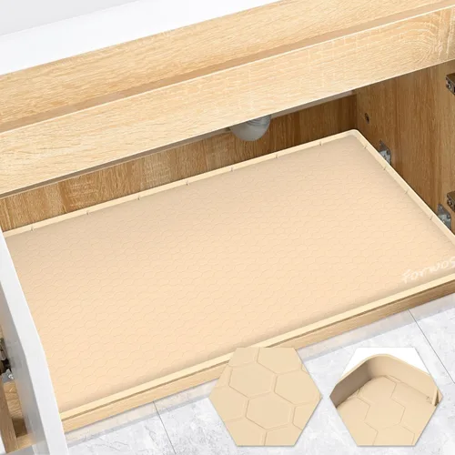 Miniatura 7 de Tapete impermeable para debajo del fregadero de 22 x 19 pulgadas, forro de silicona para gabinete, protector de goma para cocina y baño, mantiene