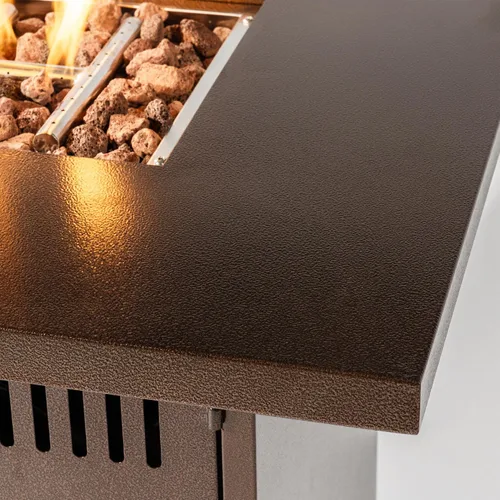 Miniatura 3 de Mesa para fogata de propano de 28 pulgadas, mesa de fuego de 50,000 BTU con tapa de acero, patas grandes, rocas de lava, pozo de fuego seguro