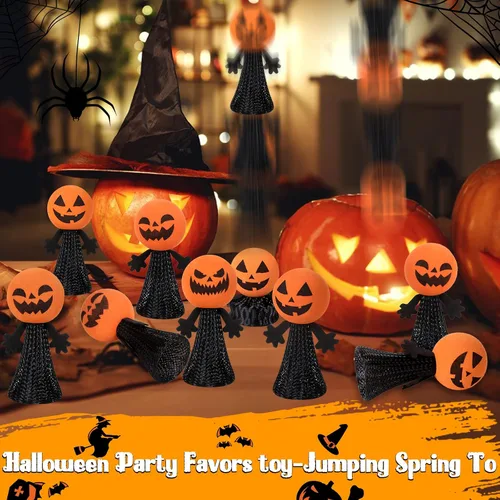 Miniatura 7 de Juguetes de fiesta de Halloween para niños y niñas – 24 piezas de juguete lanzador de primavera para saltar, juguete novedoso y animoso, premios