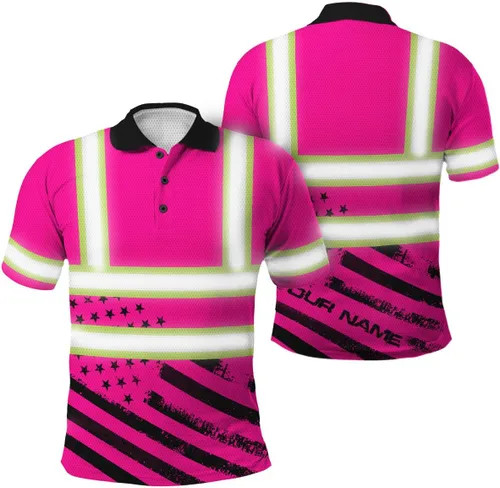 Miniatura 31 de Polo reflectante con bandera de camuflaje de alta visibilidad para hombres y mujeres, polo de seguridad para trabajo, patriótico Polo 03