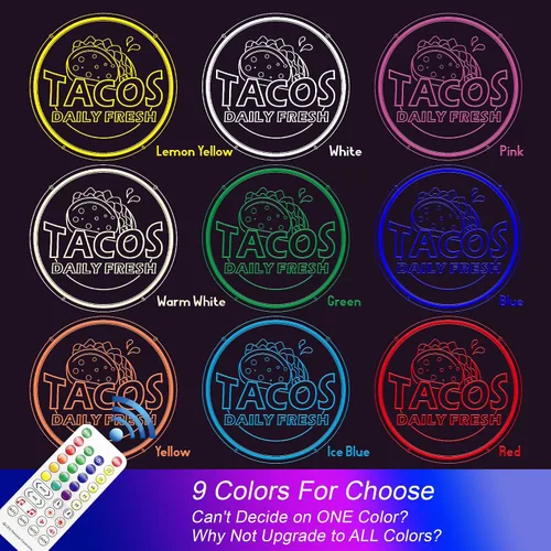 Miniatura 5 de Letrero de neón para barra de tacos, burritos, con luz LED para exhibición de negocios, restaurante mexicano, tienda, decoración de cocina, comedor