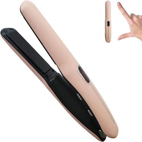 Alisador y rizador de pelo inalámbrico 2 en 1, plancha plana portátil, alisador de pelo inalámbrico para viajes, batería recargable USB-C de 4800