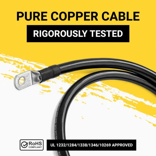 Miniatura 5 de Spartan Power - Cable de batería negro de 9 pulgadas, calibre 4/0 AWG, 3/8" M10, fabricado en EE. UU Negro 9 pulgadas 4/0 AWG - 3/8