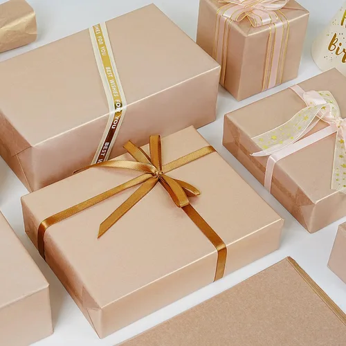 Miniatura 4 de Papel de seda metálico de oro rosa, 60 hojas de papel de seda de oro rosa brillante para bolsas de regalo, manualidades, envoltura de regalos