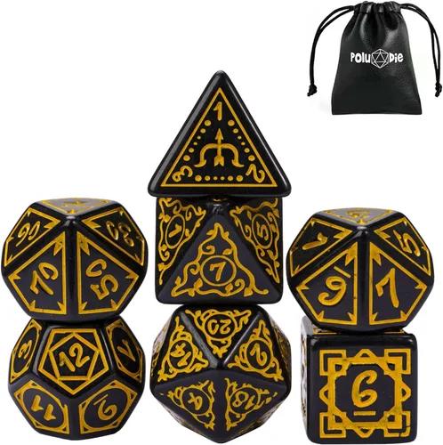 Miniatura 17 de 5 juegos de dados DND, juego de dados poliédricos (35 piezas) con bolsa de troquel de cuero, juego de troqueles D&D para juegos de mesa RPG