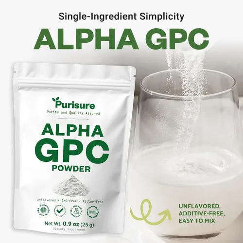 Miniatura 5 de Purisure Alpha GPC en polvo, 0.88 oz, suplemento de colina pura Alpha GPC para cerebro y enfoque, suplementos de colina CDP para rendimiento