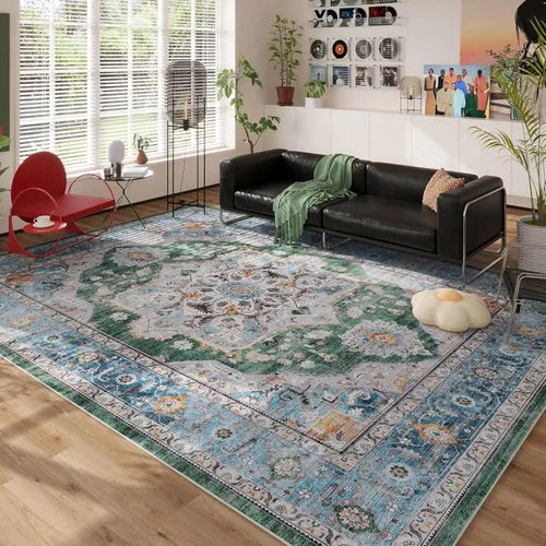 Miniatura 83 de Rugcomf Alfombra de pasillo de 2 x 6 pies, lavable, bohemio, suave, antideslizante, no desprende pelusa, lana sintética, estilo vintage para cocina