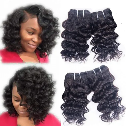Miniatura 14 de Extensiones de cabello humano brasileño ondas profundas 4 paquetes 50 g 20 cm 10A rizado corto y esponjoso, onda profunda cosida en remmy, cabello