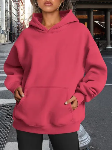Miniatura 132 de Trendy Queen - Sudaderas extragrandes con capucha para mujer, suéteres de manga larga, sin botones, de vellón, de otoño, ropa de invierno