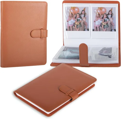 Miniatura 8 de Álbum de fotos pequeño para cámara instantánea Instax WIDE 400/WIDE EVO, 28 bolsillos, álbum de fotos de cuero retro para Instax Wide 300/200/Pola