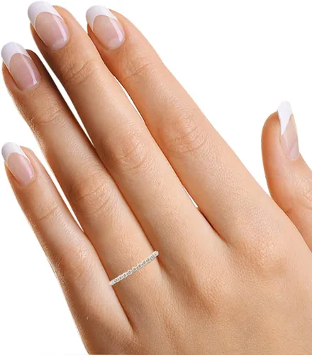 Miniatura 6 de SAVEARTH DIAMONDS Anillo de compromiso apilable de 12 ct t.w de diamante de moissanita de eternidad completa y de corte redondo en oro de 14
