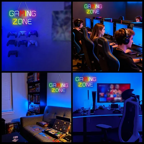 Miniatura 4 de Señal de neón LED de zona de juego Horseneon, letreros de neón de juegos para decoración de pared, luces de neón de juegos con USB para sala de Zona