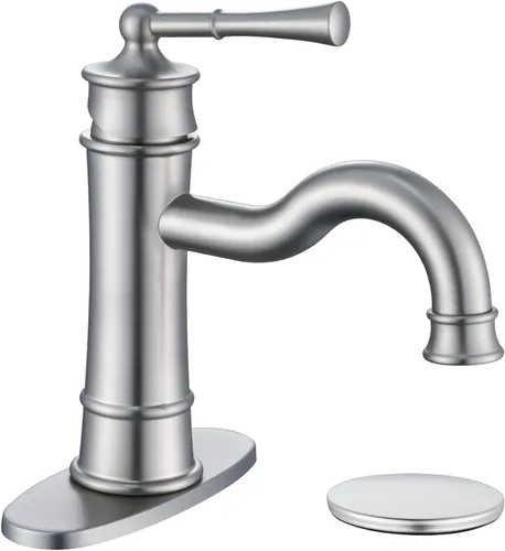 Miniatura 11 de Grifo para lavabo de baño romano ORB de un solo orificio para montaje en cubierta, conjunto de drenaje emergente con placa de cubierta