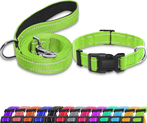 Miniatura 18 de collar reflectante para perros con hebilla de cierre de seguridad, collares de nailon ajustables, suaves y transpirables para perros pequeños