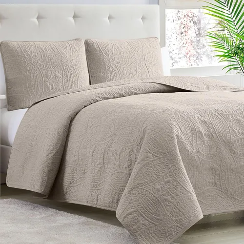 Mellanni - Juego de cubrecama para cama individual con funda de almohada, funda de cama, tecnología de acolchado ultrasónico, juego de cubrecama de