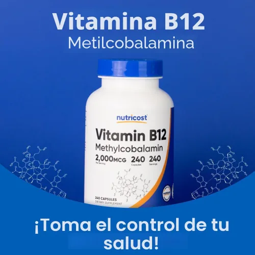 Miniatura 5 de Vitamina B12, 0.00007 oz, 240 cápsulas, Nutricost