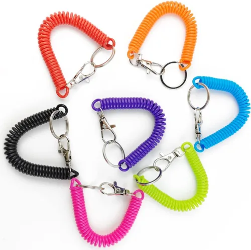 Miniatura 4 de TIHOOD 14PCS Spiral Retractable Spring Coil Keychain Theftproof Anti-lost Stretch Cord Safety Key Rings